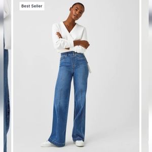 Spanx seamed front, wide leg jeans- PETITE inseam and SMALL size